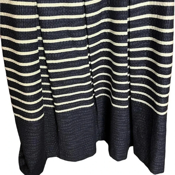 Just Taylor Striped Navy Blue Colorblock Full Skirt Dress - Picture 3 of 7